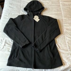 NWT Lands End Full Zipper Fleece Hoodie Black Size Small Polartec Hiking Camping